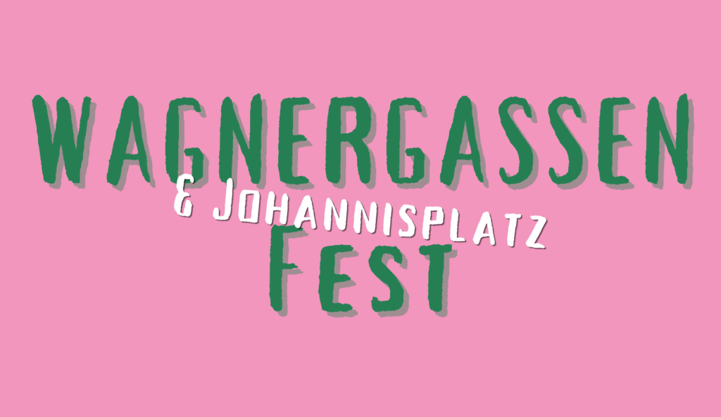 Grafisches Keyvisual zum Wagnergassenfest 2026 in Jena mit Schriftzug Wagnergassenfest und Johannisplatz